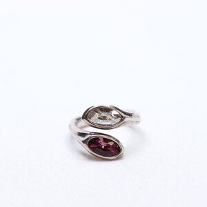 UNO de 50 Silver Ring with Red and Clear Stones